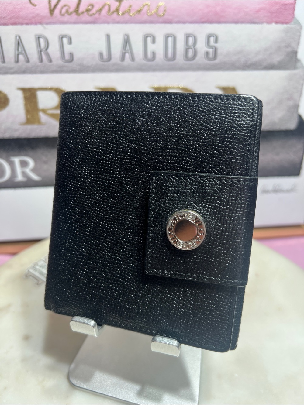 BVLGARI Classico Compact Bi-fold Wallet, Grained Calfskin,  Snap Buttons,